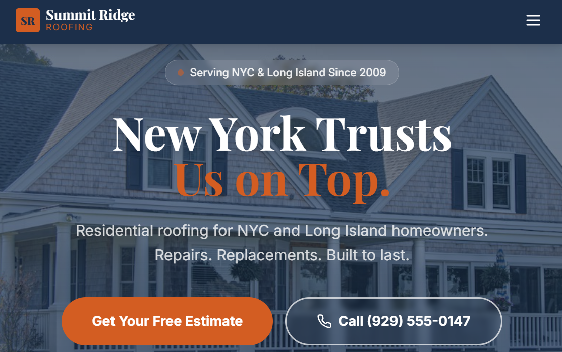 Summit Ridge Roofing services page